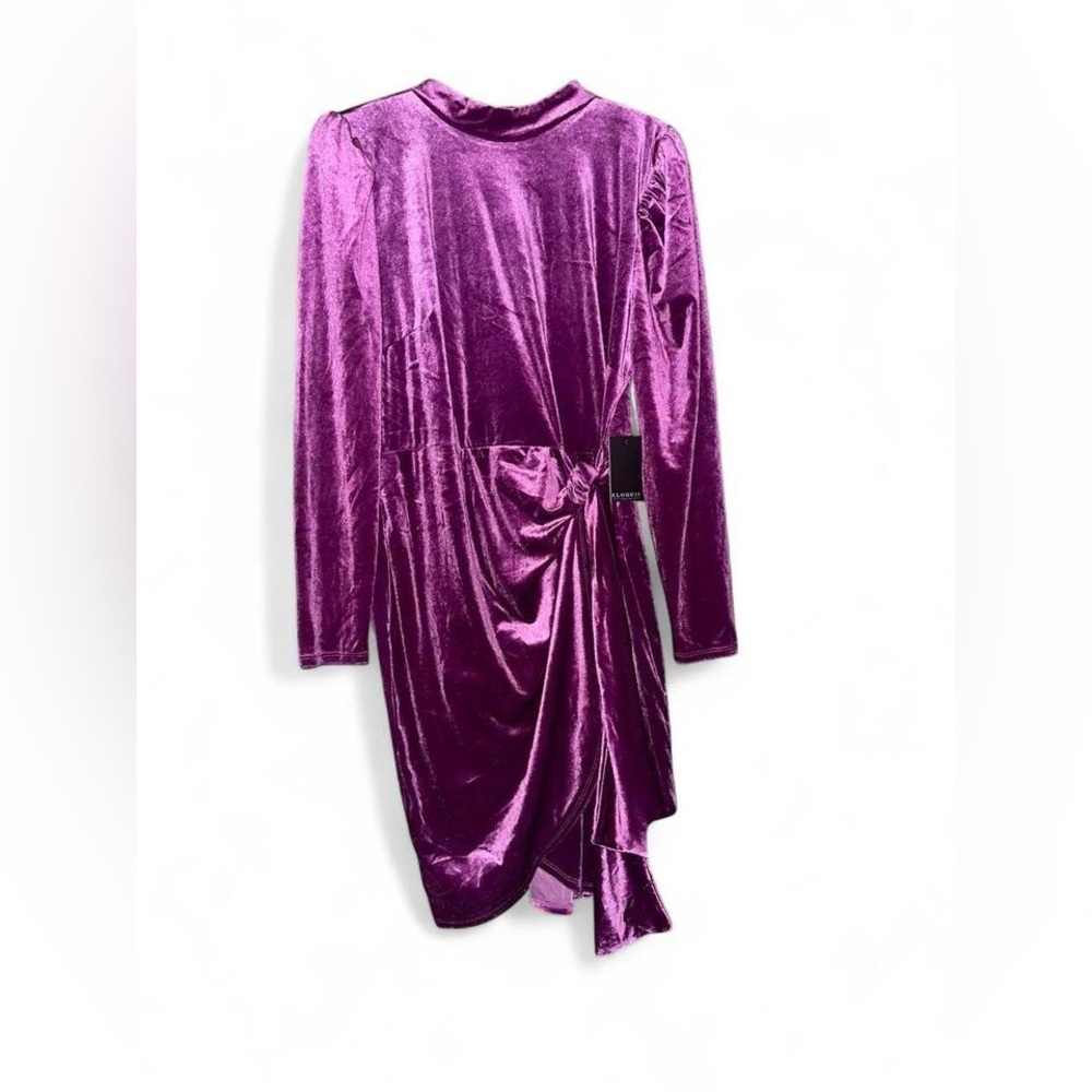 Eloquii Velvet Dress Purple Orchid Tie Waist Long Sleeve Womens Plus Size 20 NWT